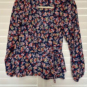 Banana Republic Navy Floral Blouse